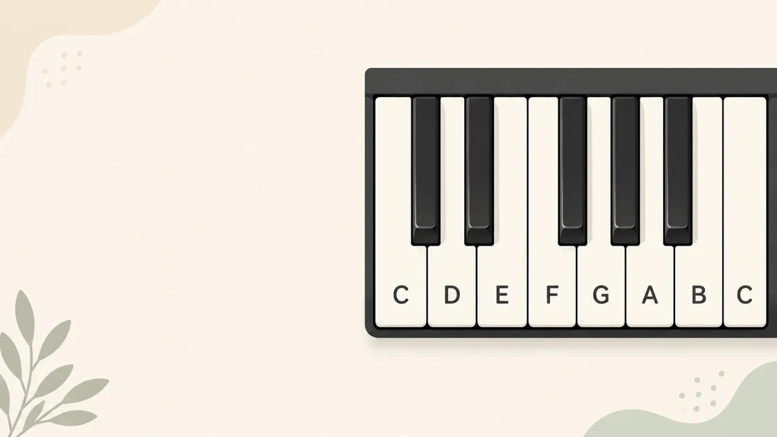 Illustrated piano keyboard labeled with the white notes C D E F G A B C